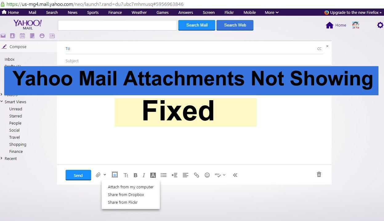 Yahoo Mail attachments not showing